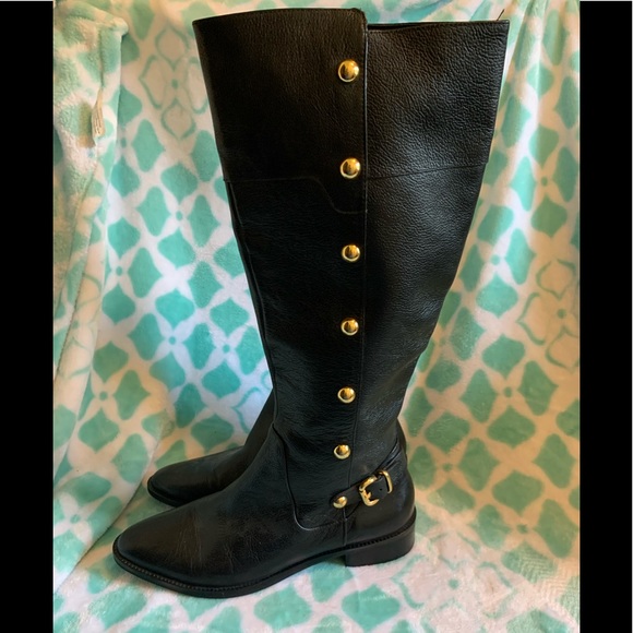 Micheal Kors Carney tall leather gold stud boot 6 - Picture 1 of 6